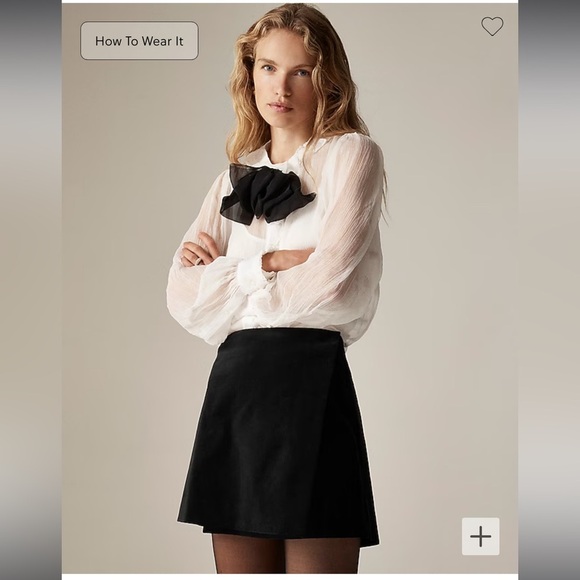 J.Crew black Velvet mini wrap skirt size 00 NWT - Picture 1 of 11